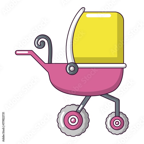 Baby carriage tricycles icon, cartoon style