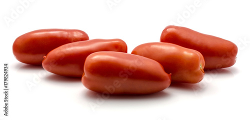 San Marzano tomato isolated on white background five whole red