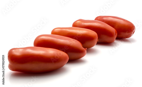 Ripe San Marzano tomato isolated on white background five whole red