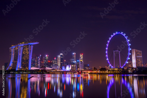 Singapore at Night and Reflection