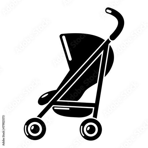 Baby carriage simple icon, simple black style