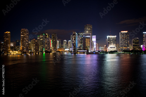 City skyline panorama on night sky in Miami, USA © be free