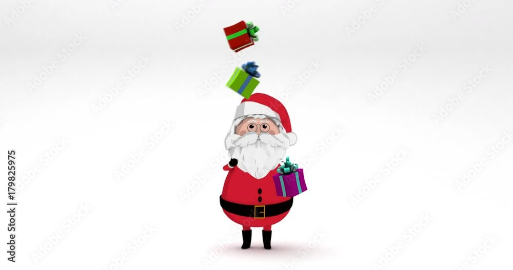 Santa Claus juggling gifts loop animation with matte pass Santa Claus juggling gifts loop animation with matte pass