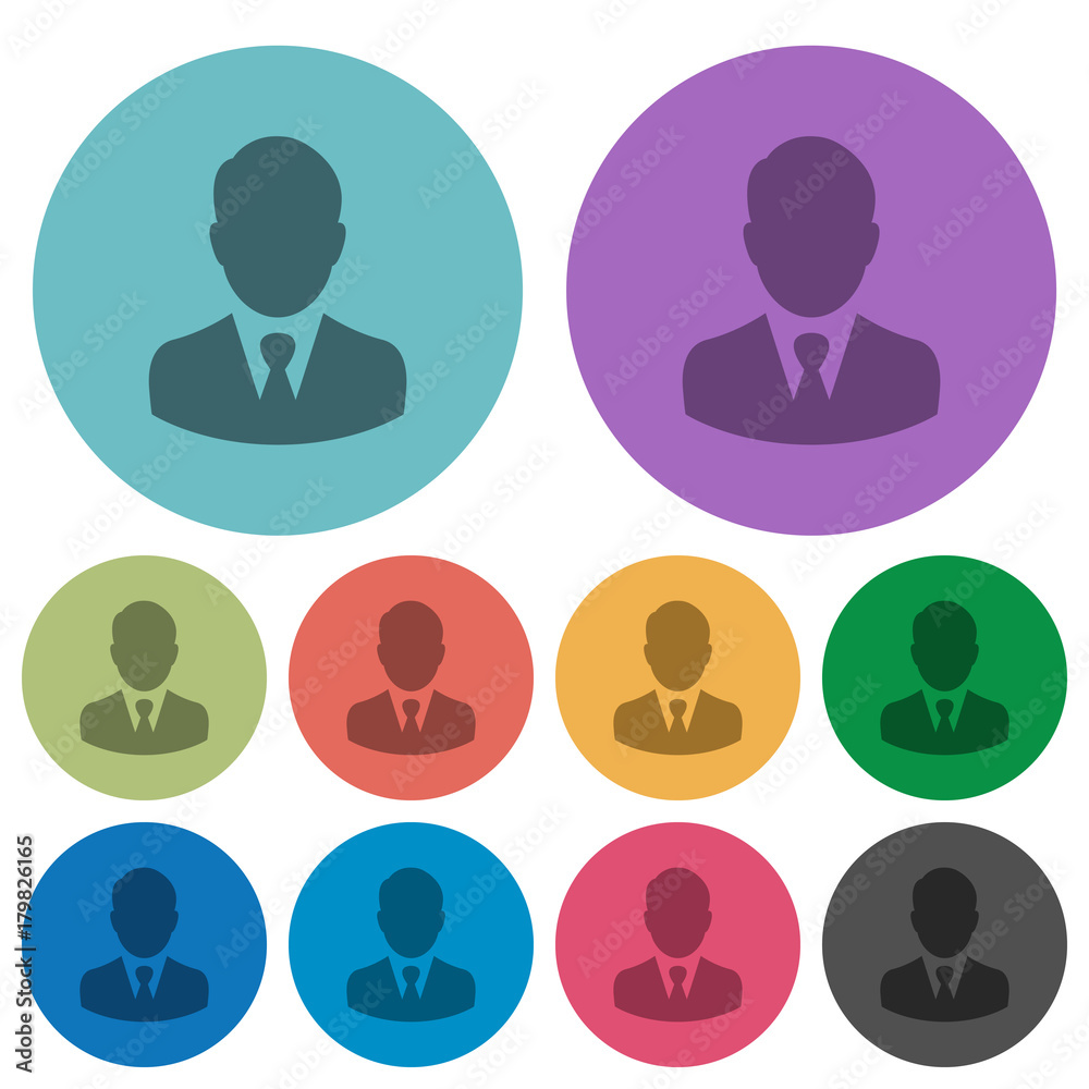 Businessman avatar color darker flat icons Businessman avatar color darker flat icons