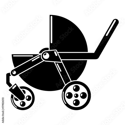 Baby carriage modern icon, simple black style