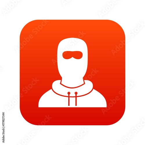 Man in balaclava icon digital red