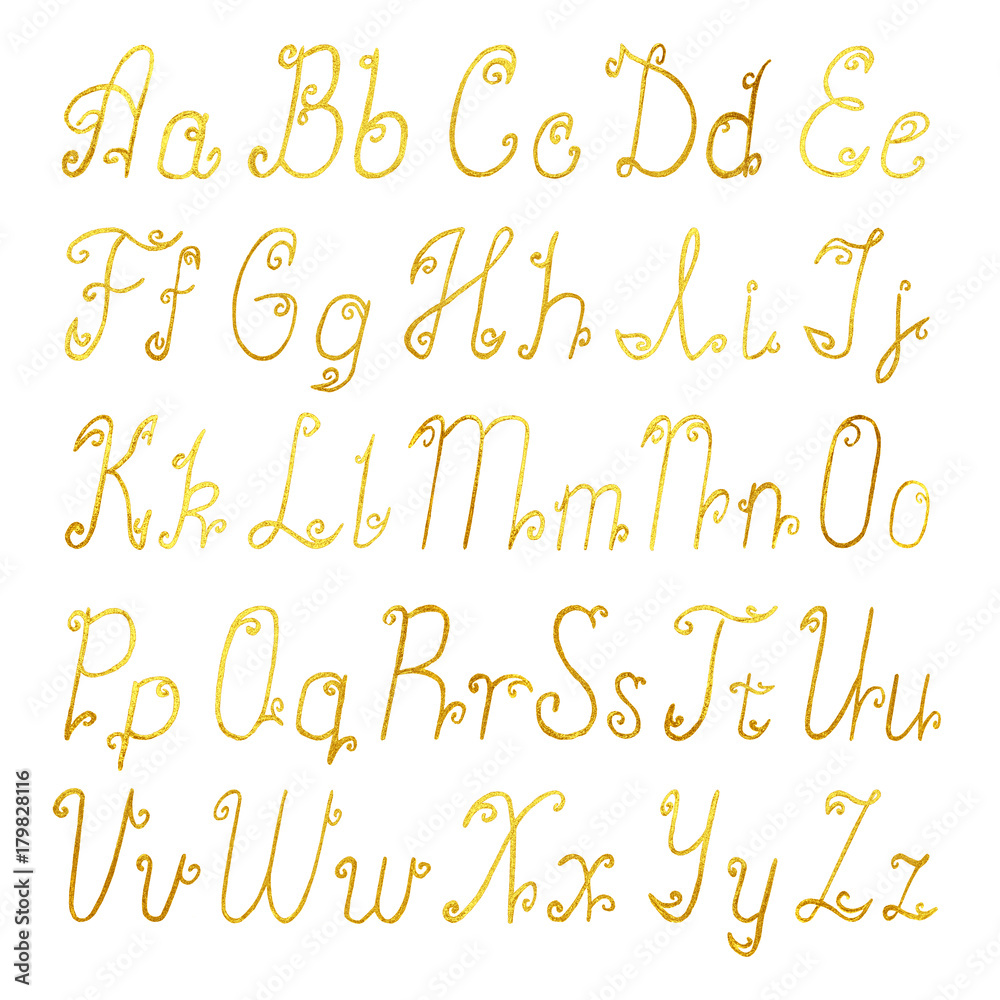 Gold brushed latin alphabet Gold brushed latin alphabet