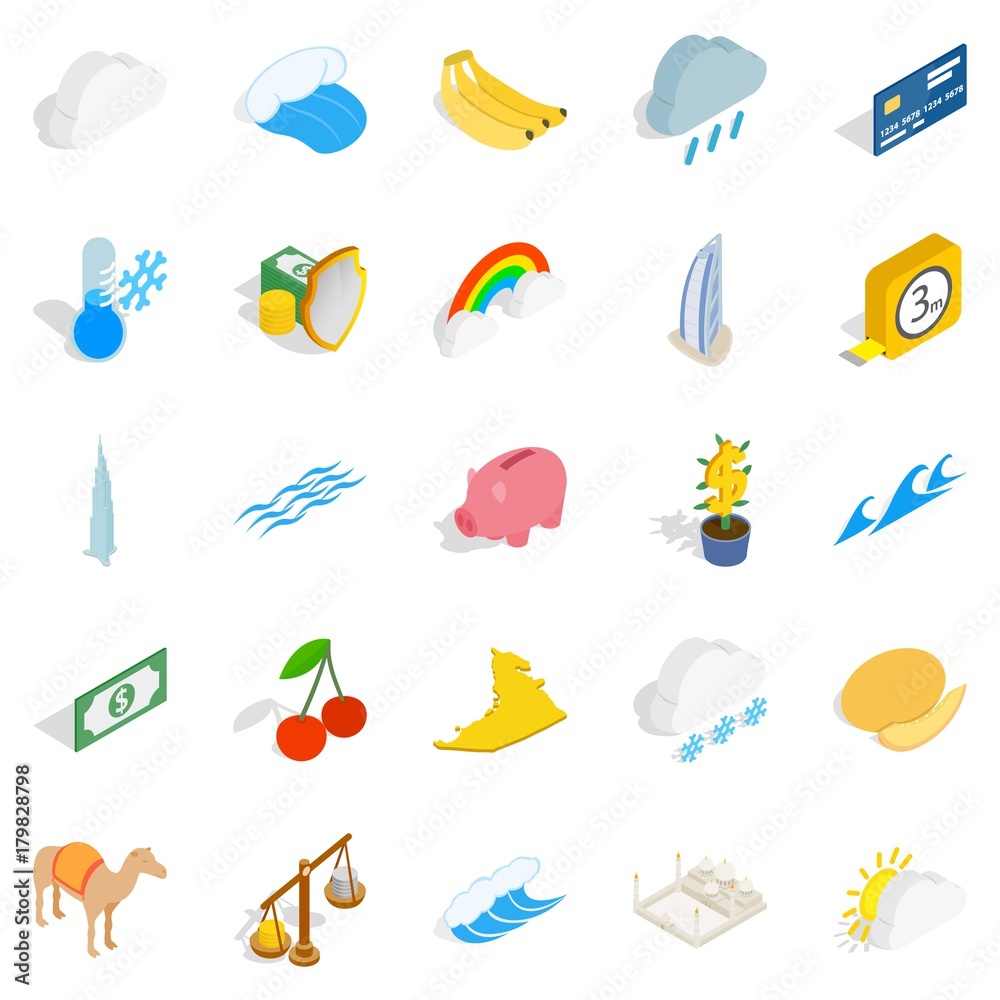 Obraz premium Multipurpose icons set, isometric style
