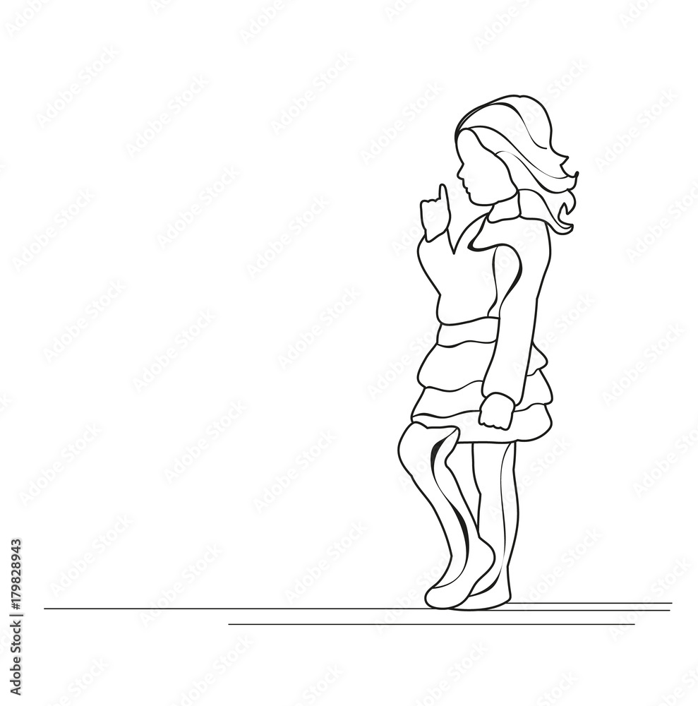 child sketch little girl vector