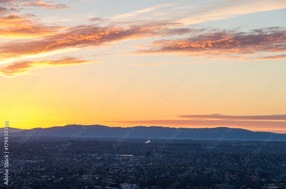 Sunrise over the Danndenong Ranges in Melbourne, Australia Sunrise over the Danndenong Ranges in Melbourne, Australia