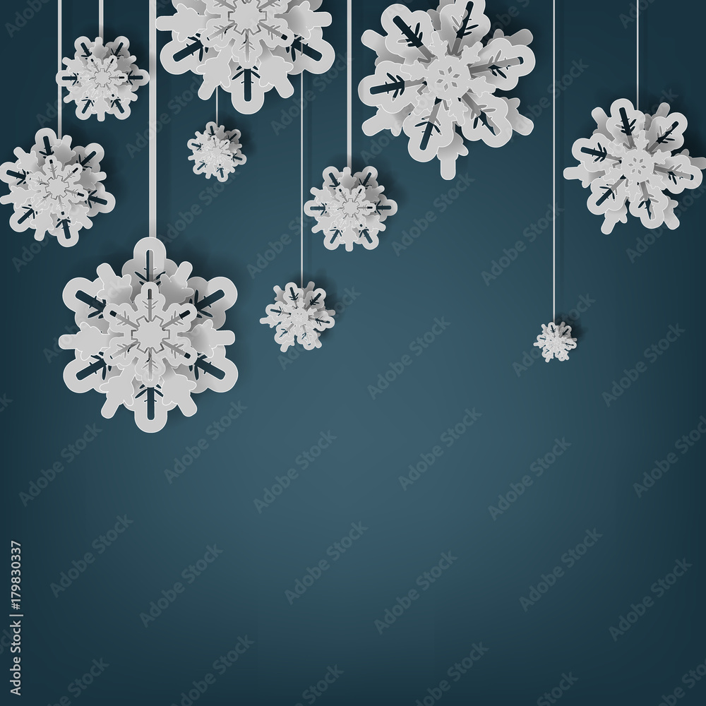Obraz Vector illustration abstract snowflake paper cut for Christmas Background - eps10