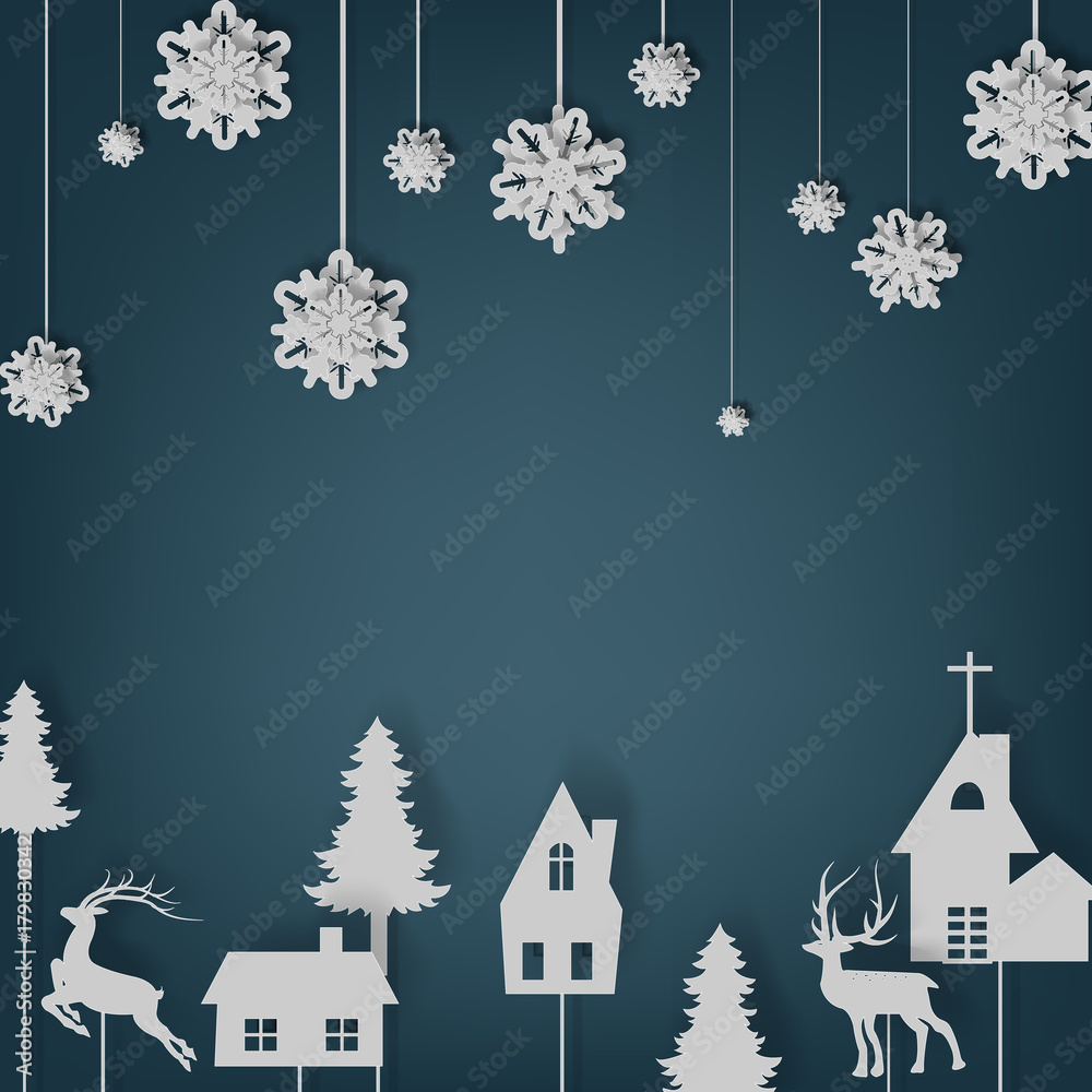 Vector illustration abstract snowflake paper cut for Christmas Background - eps10