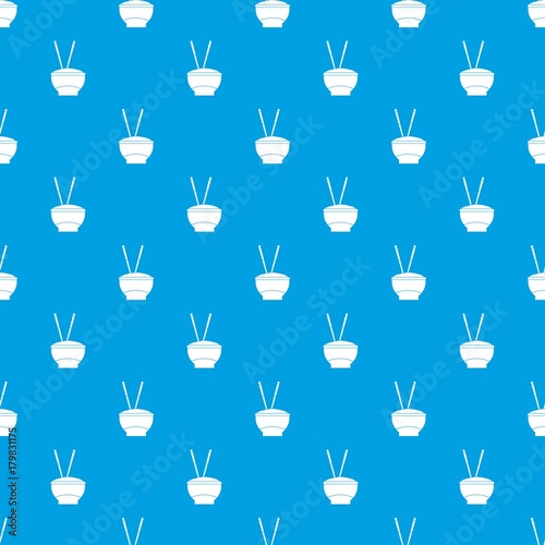 Bowl of rice with chopsticks pattern seamless blue © ylivdesign