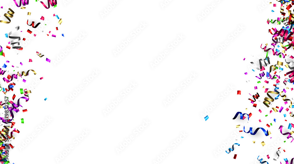 White Christmas background with colorful serpentine. White Christmas background with colorful serpentine.