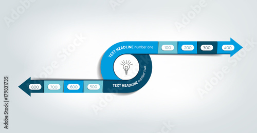 Timeline, Circle, round divided in two arrows. Template, scheme, diagram, chart, graph, presentation. Business concept with 2 steps, options, processes.
