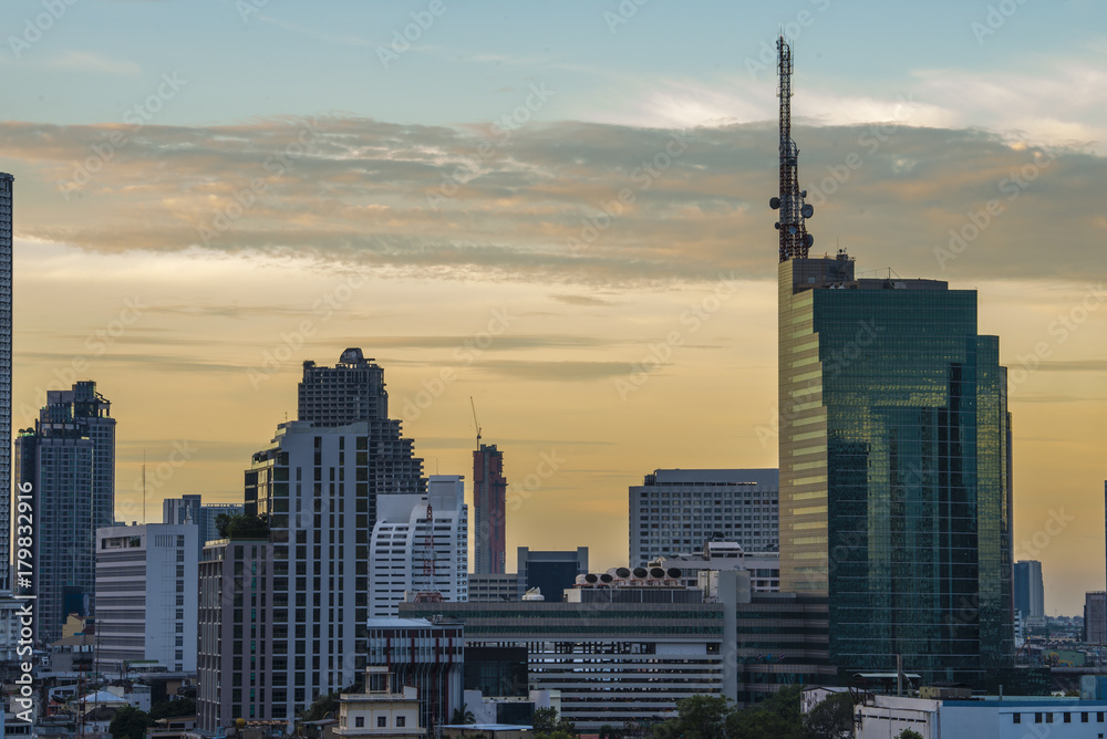 Bangkok skyline at twilight, Thailand.