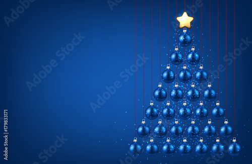 Blue background with Christmas tree.