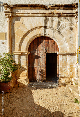 romanic convent gateway Segura de la Sierra Spain