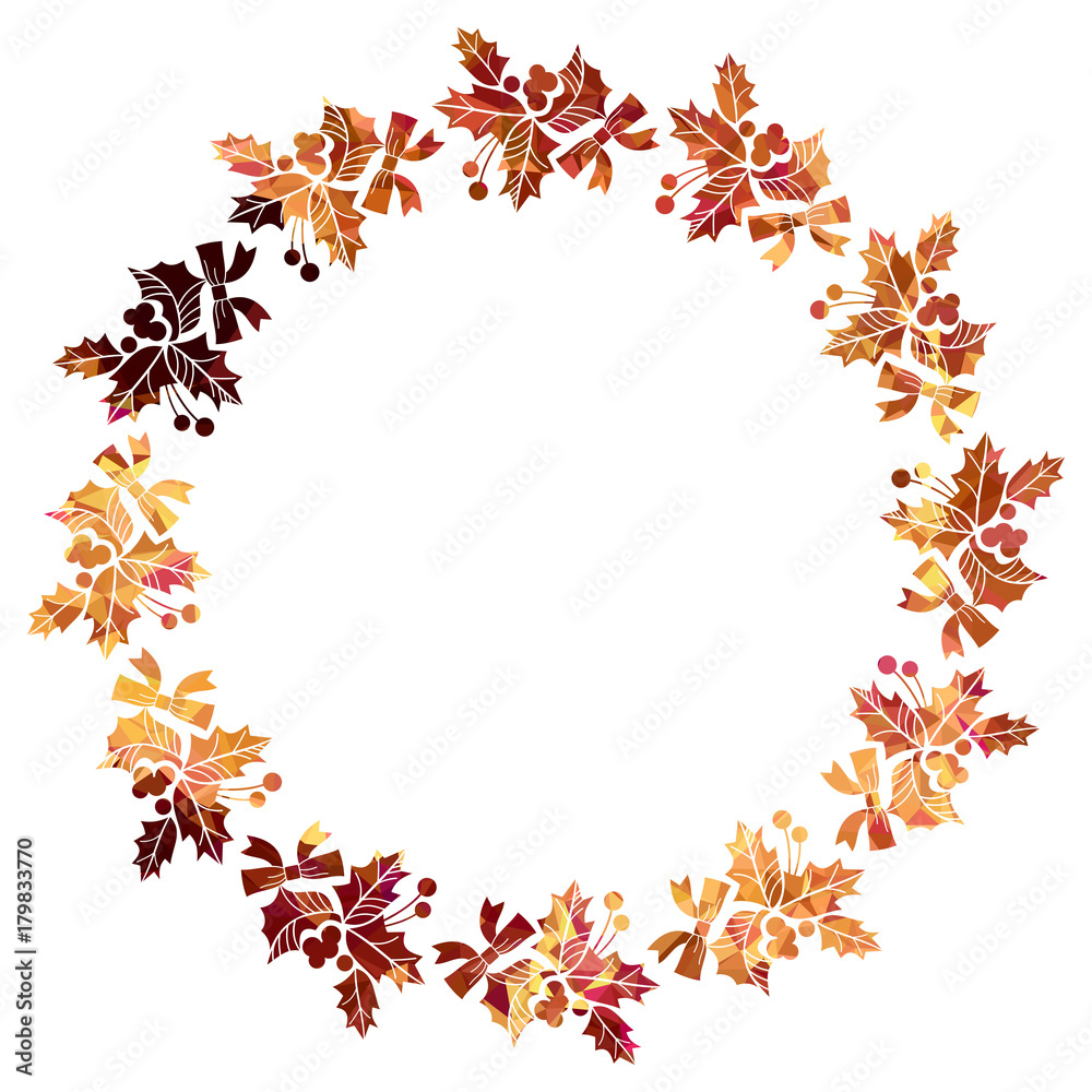 Round Christmas frame with holly berries silhouettes. Round Christmas frame with holly berries silhouettes.