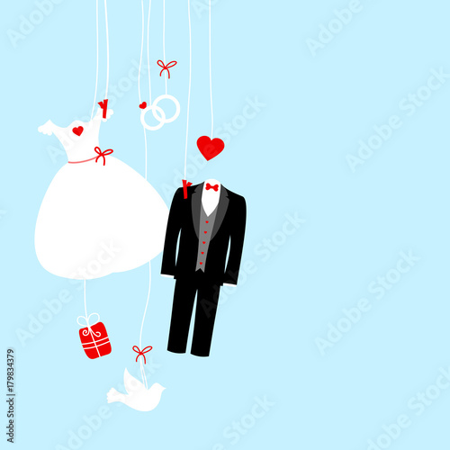 Wedding Symbols Hanging Retro White/Black/Blue/Red