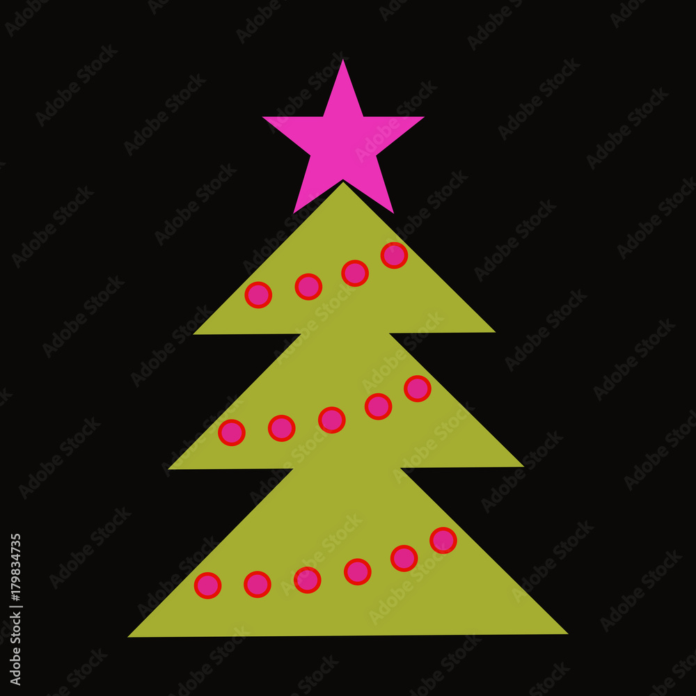 Christmas tree of triangles on a black background