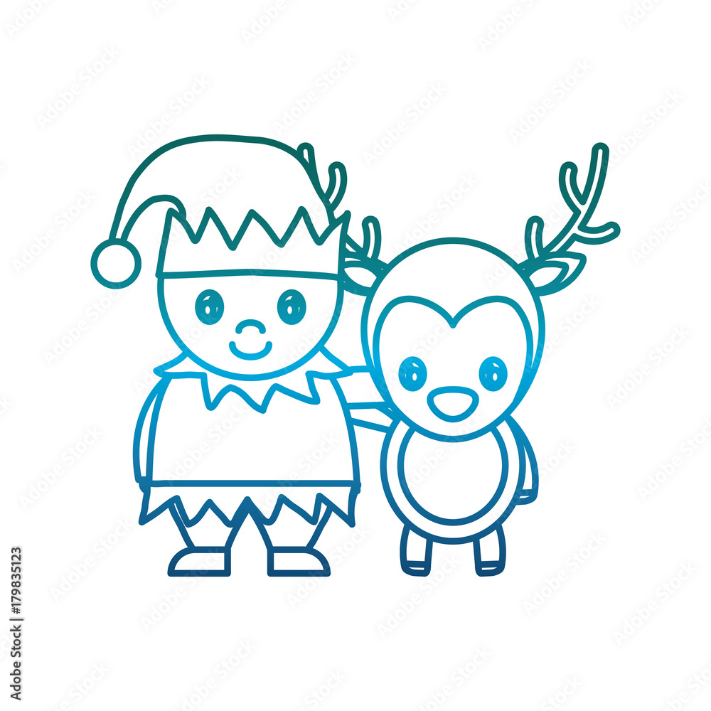 santa helper and christmas deer icon over white background vector illustration santa helper and christmas deer icon over white background vector illustration
