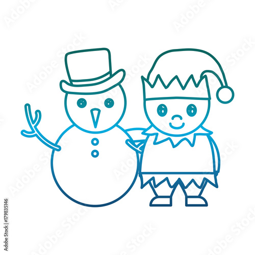 snowman and santa helper icon over white background vector illustration © djvstock