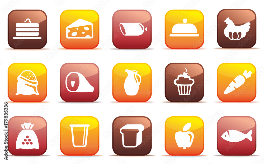Food buttons. Vector illustration Food buttons. Vector illustration