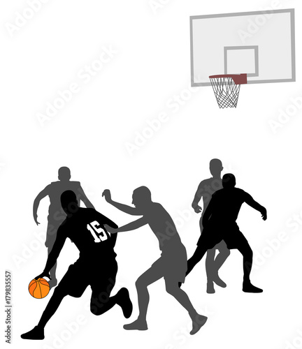 basketball game silhouettes - vector