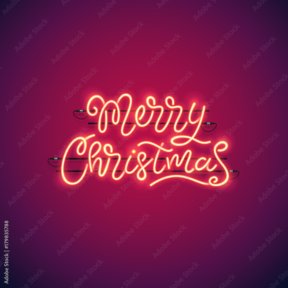 Merry Christmas Neon Banner