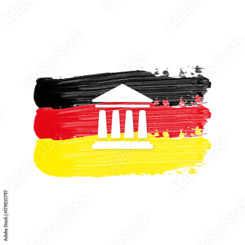 Deutschland Flagge mit Gebäude