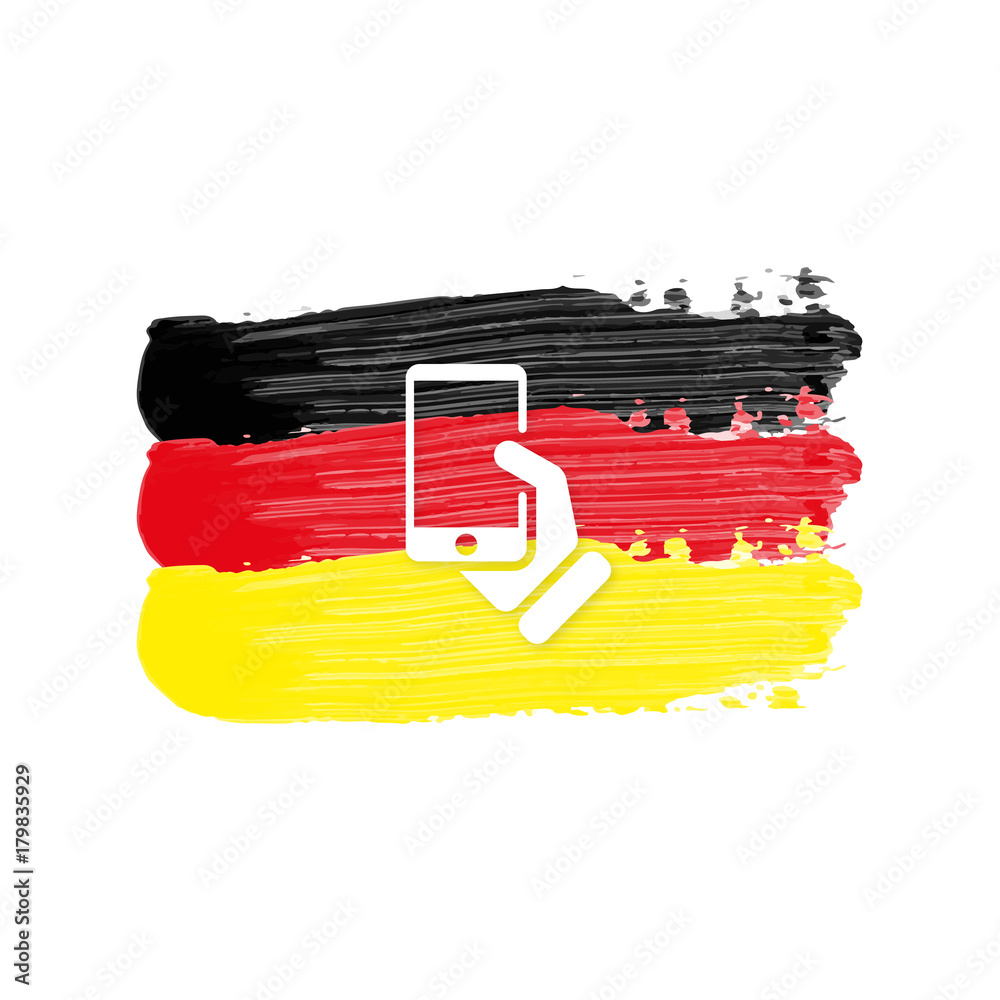 Deutschland Flagge mit Smartphone in Hand