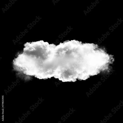 White cloud isolated over black background, 3D illustration