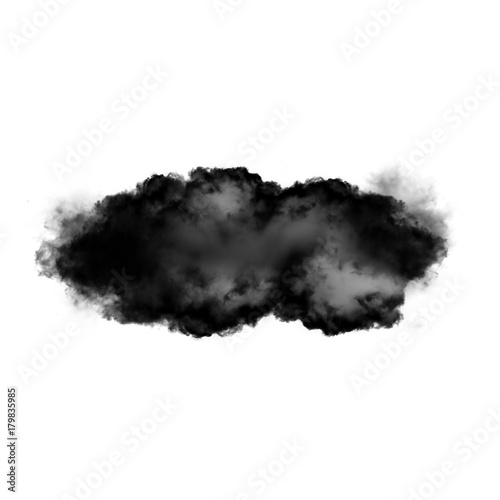 Black cloud of smoke isolated over white background, 3D illustration