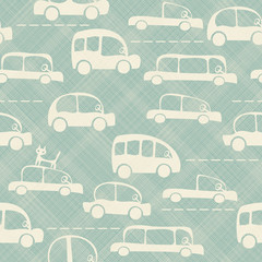 Acrylglasbilder Automuster Niedliche Cartoon Autos Kindermuster Bunt  © ychty