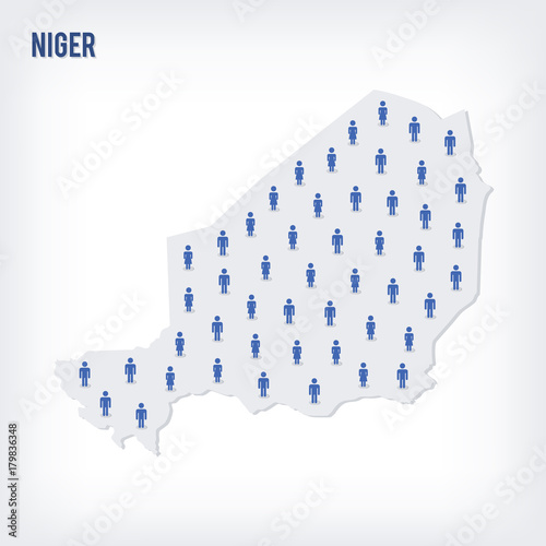 Vector people map of Niger. The concept of population. photo