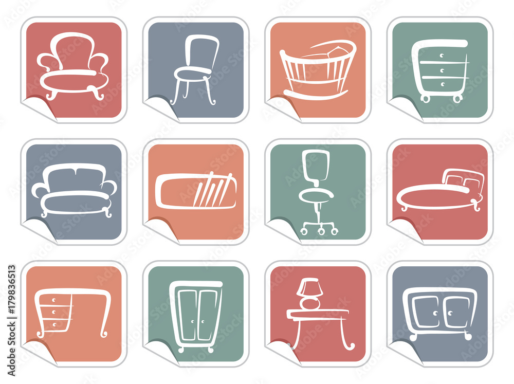 Stickers with furniture images Stickers with furniture images