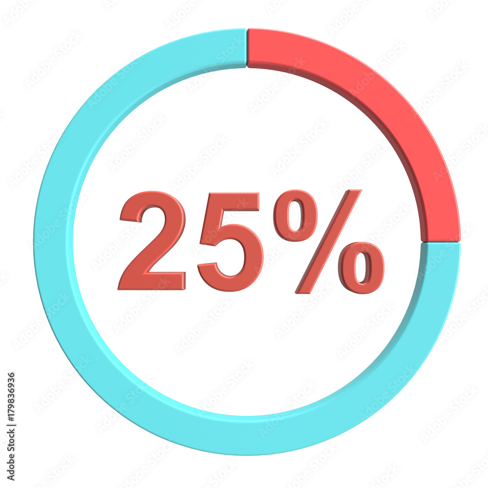 25 percent blue red and white pie chart. Percentage vector infographics. Circle diagram business illustration 25 percent blue red and white pie chart. Percentage vector infographics. Circle diagram business illustration