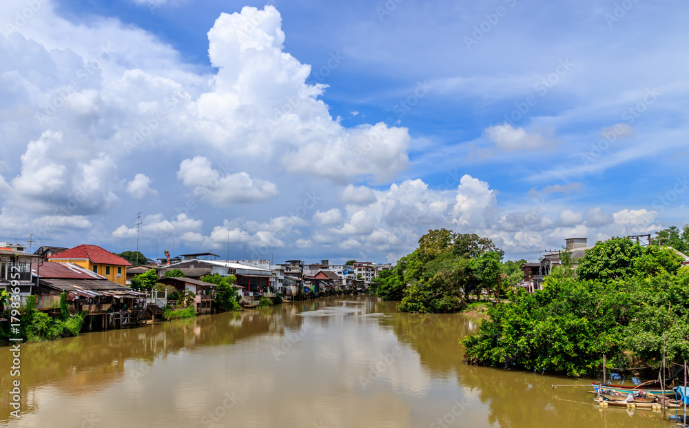 The river of Chanthaburi in a sunny day, Thailand