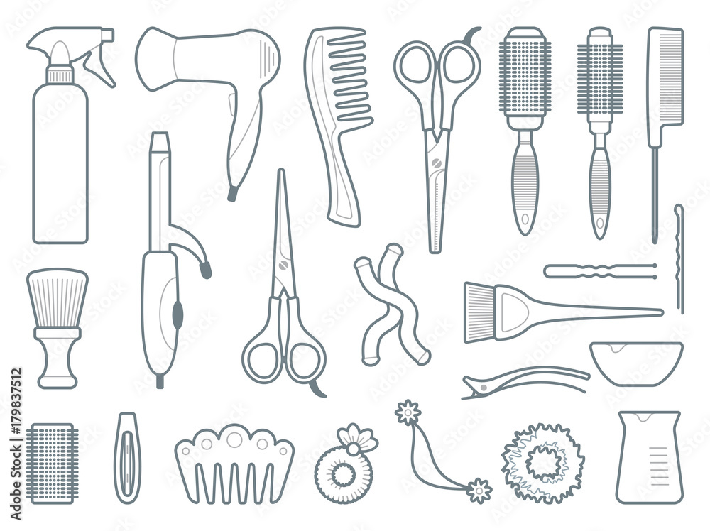 Hairdresser accessories. Vector illustration Hairdresser accessories. Vector illustration