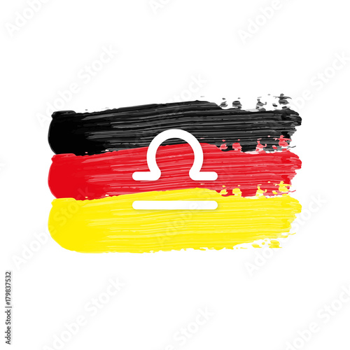 Deutschland Flagge mit Sternzeichen - Waage