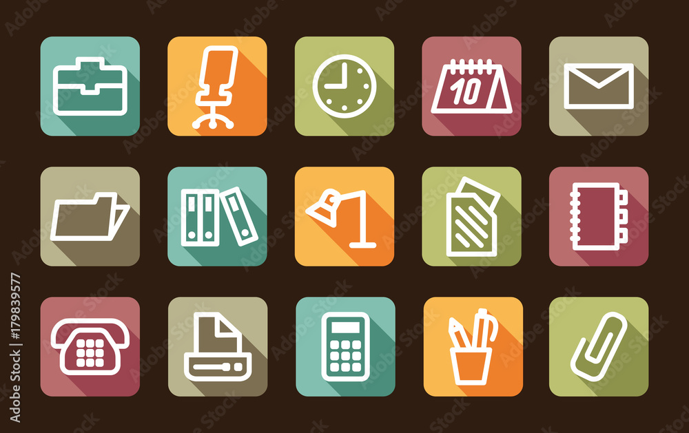 Office and business icons. Vector illustration