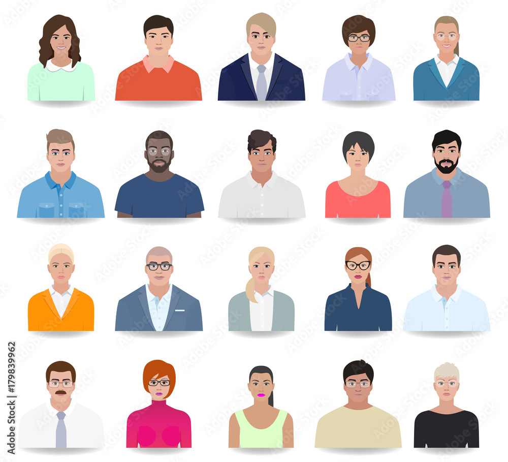People with different face portrait vector illustration People with different face portrait vector illustration