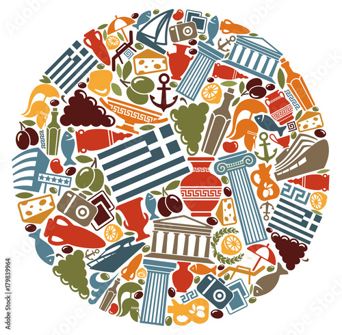 Greece icons. Vector illustration