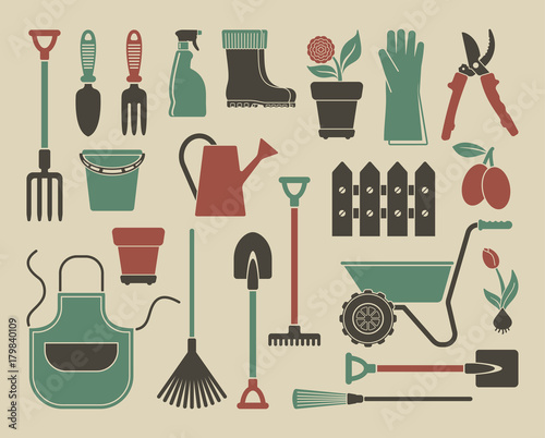 Garden icons. Vector illustration