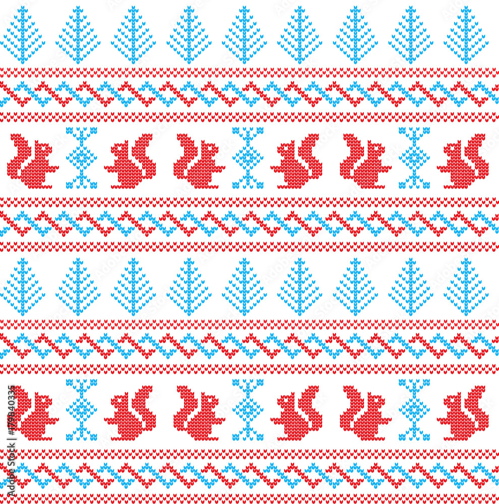 Winter festive Christmas knitted pattern woolen knitted