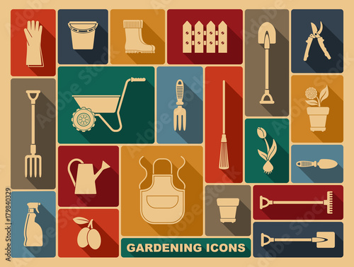 Gardening icons. Vector illustration