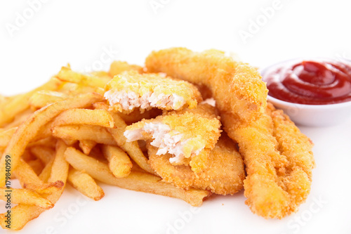 fried chicken fillet and french fries