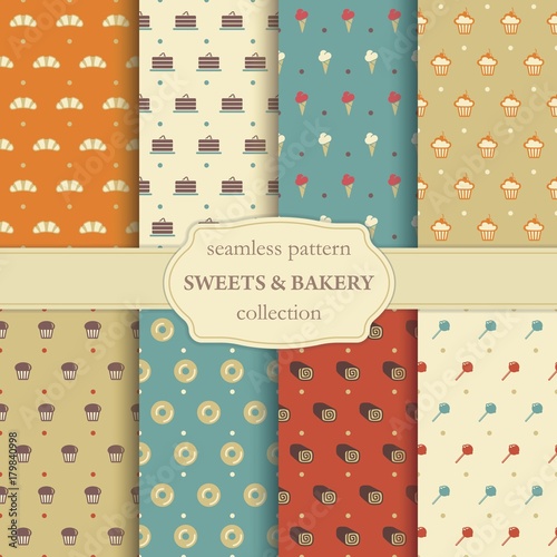 Sweets and bakery seamless pattern