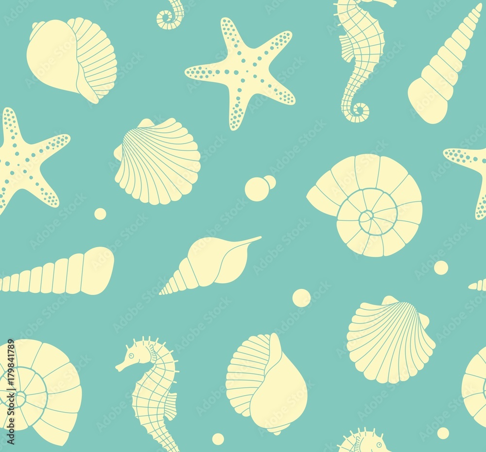 Seamless background with marine life Seamless background with marine life